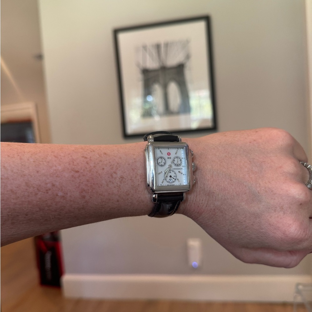 Michele Watch with Black Patent Band (no diamonds)
